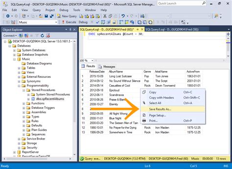sql server results to file|In SQL Server, how do I save the results of a query to .